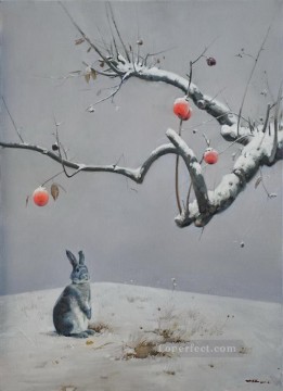 Animal Painting - resto del conejito rojo y de nieve